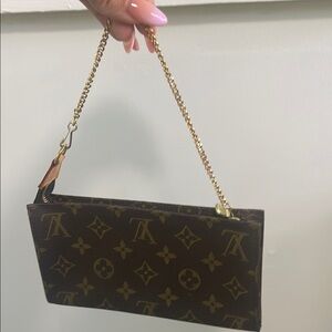 Louis Vuitton Monogram Clutch with Gold Chain